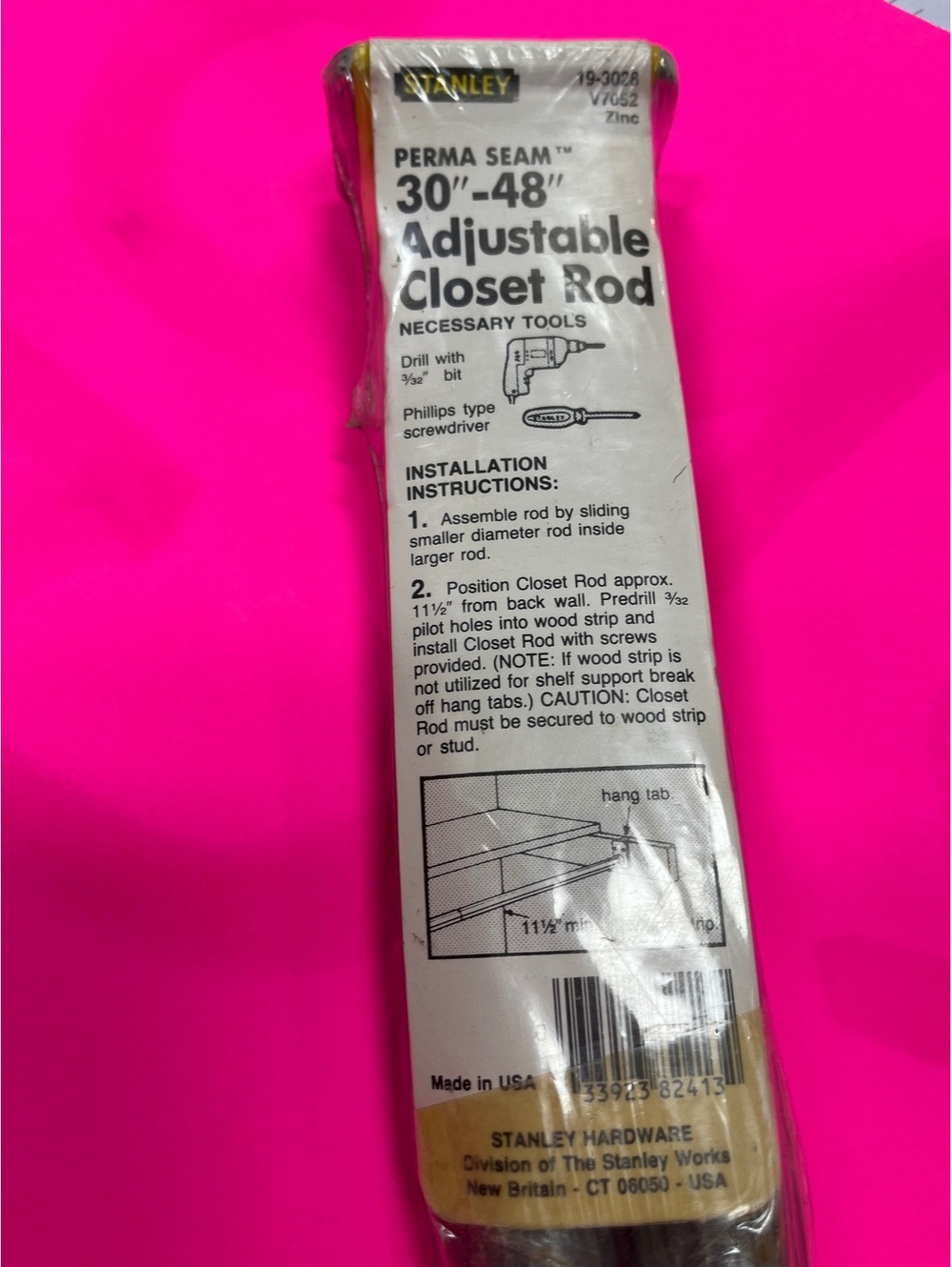 Lot of 4 Stanley Perma Seam Adjustable Closet Rod 30"-48" Zinc Finish